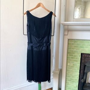 1950s 60s fringe black cocktail dress